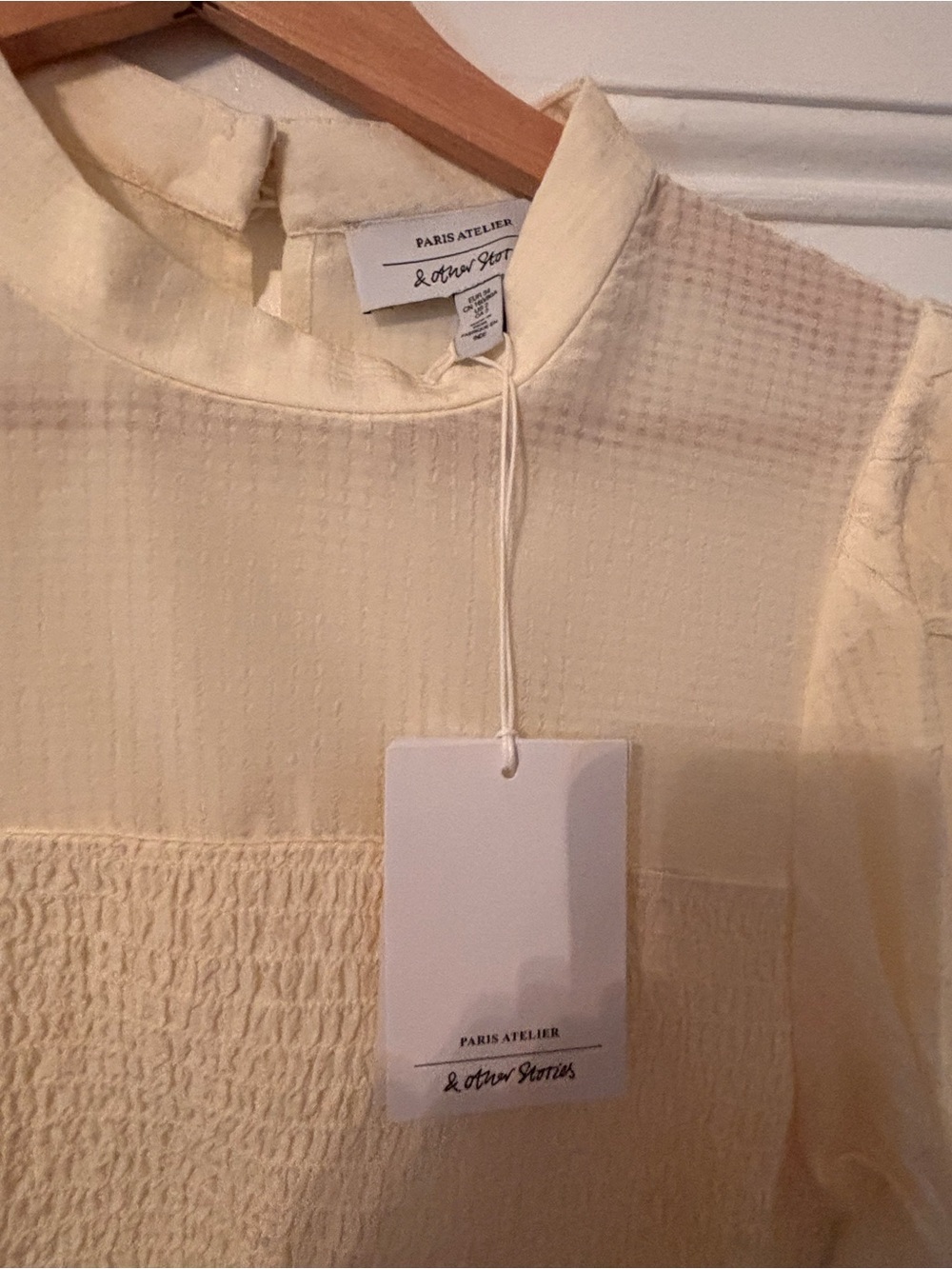 Light Cream Smocked Puff-Sleeve Top - & Other Stories - Picture 2 of 3